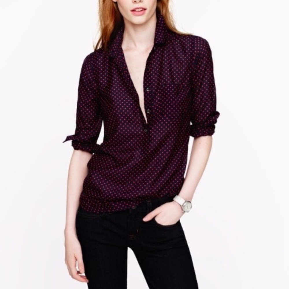 J. Crew Cotton Silk Voile Dot Popover